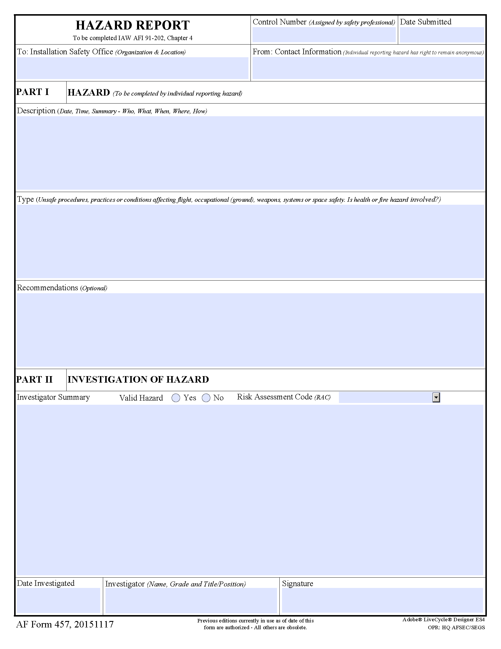 Hazard Report Form
