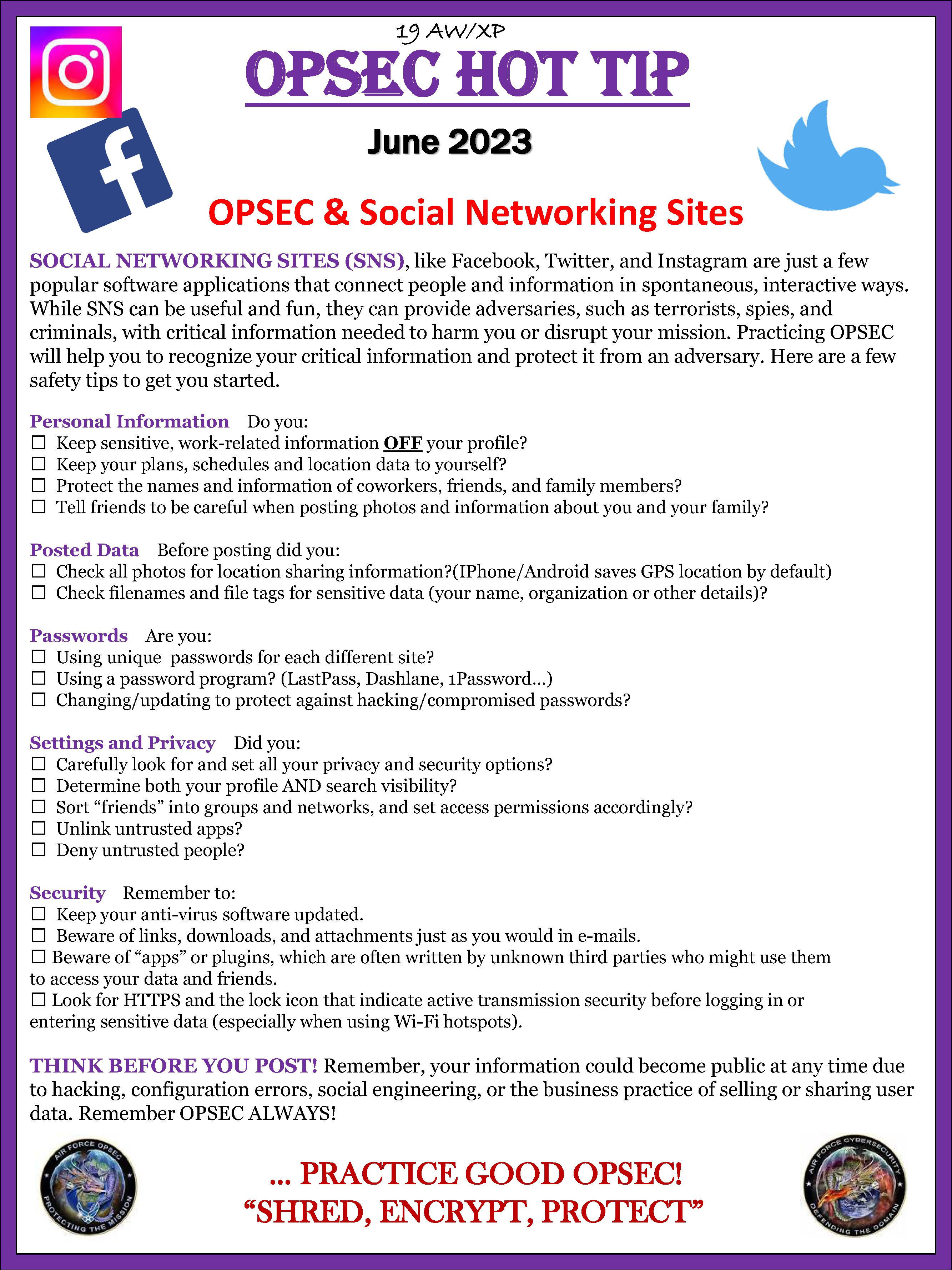 Opsec Graphic for June 2023